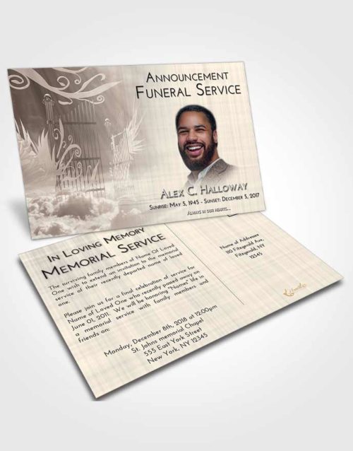 Funeral Announcement Card Template Tranquil Precious Gates to Heaven
