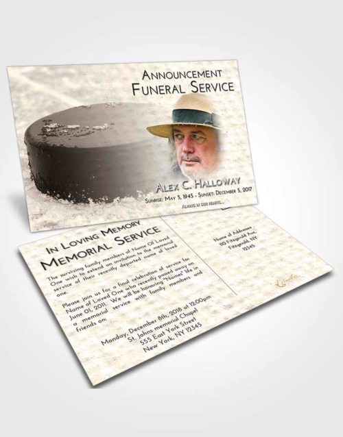 Funeral Announcement Card Template Tranquil Puck of Honor