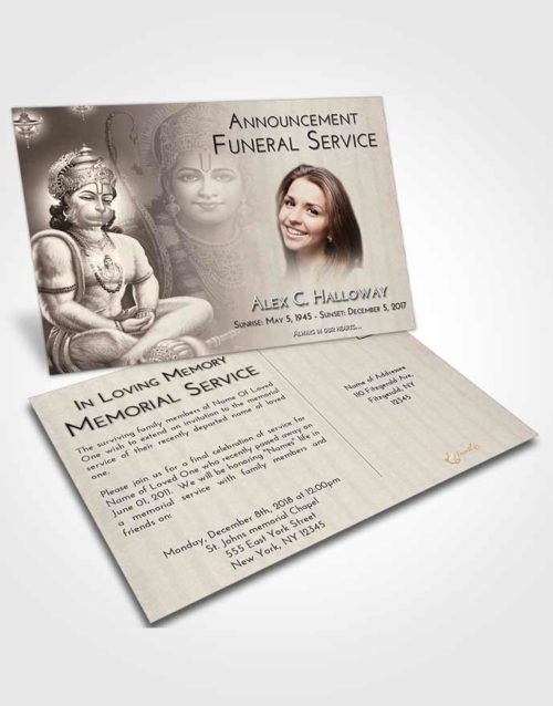 Funeral Announcement Card Template Tranquil Ram Bhakth Hanuman