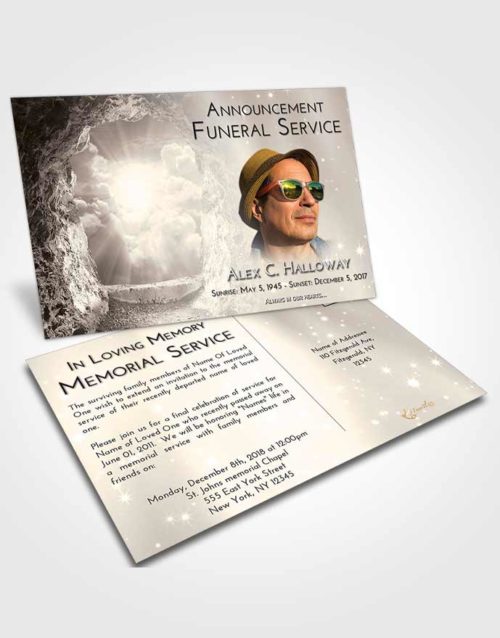 Funeral Announcement Card Template Tranquil Rocky Gates to Heaven