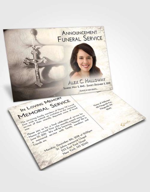 Funeral Announcement Card Template Tranquil Rosary Honor