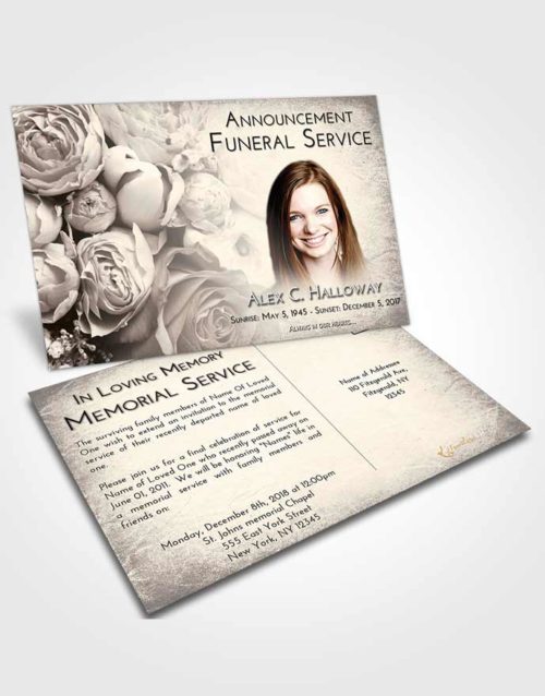 Funeral Announcement Card Template Tranquil Rose Magic