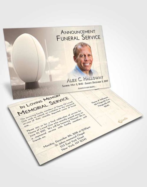 Funeral Announcement Card Template Tranquil Rugby Honor