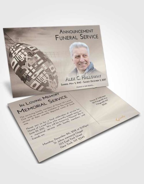 Funeral Announcement Card Template Tranquil Rugby Passion