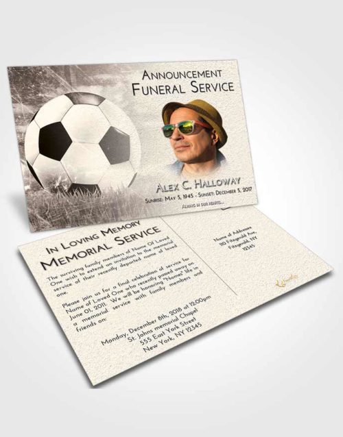 Funeral Announcement Card Template Tranquil Soccer Dreams