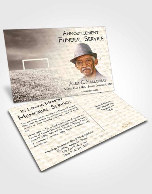 Funeral Announcement Card Template Tranquil Soccer Journey