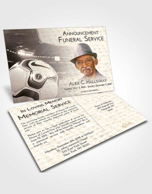 Funeral Announcement Card Template Tranquil Soccer Life
