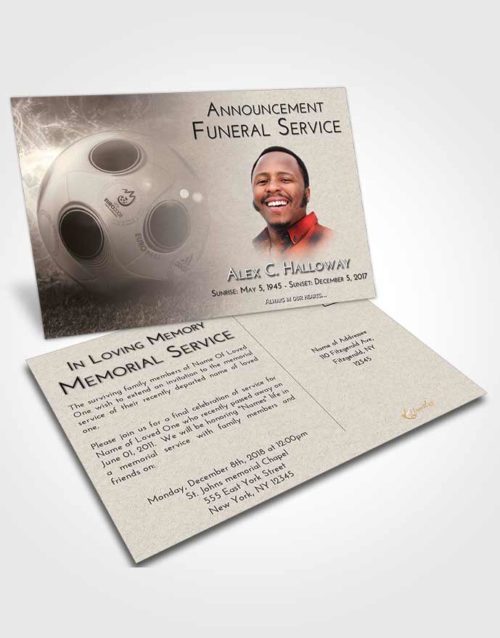 Funeral Announcement Card Template Tranquil Soccer Miracle