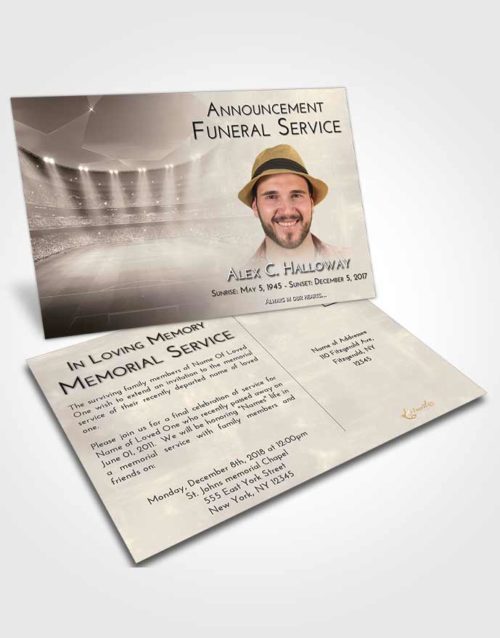 Funeral Announcement Card Template Tranquil Soccer Stadium
