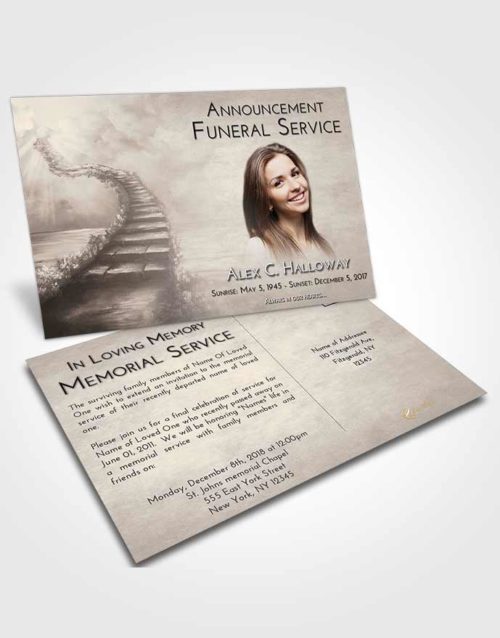 Funeral Announcement Card Template Tranquil Stairway Above