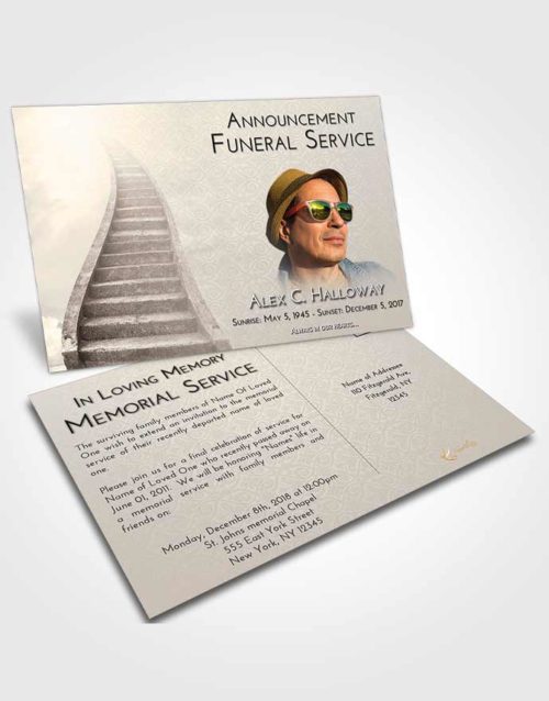 Funeral Announcement Card Template Tranquil Stairway to Bliss