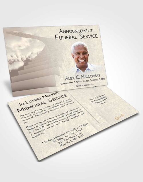 Funeral Announcement Card Template Tranquil Stairway to Divinity
