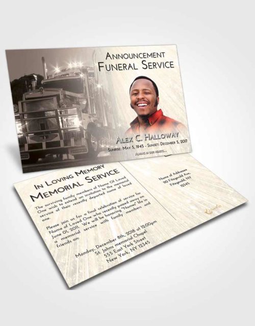 Funeral Announcement Card Template Tranquil Trucker Dreams