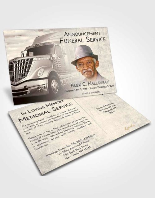 Funeral Announcement Card Template Tranquil Trucker Hours
