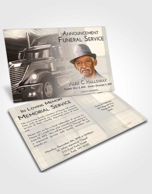 Funeral Announcement Card Template Tranquil Trucker Life