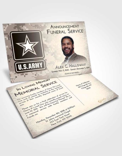 Funeral Announcement Card Template Tranquil United States Army