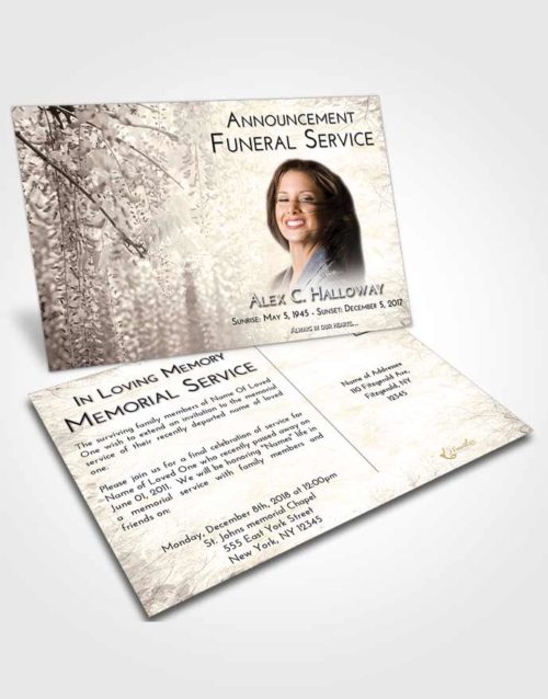 Funeral Announcement Card Template Tranquil Whispering Flowers