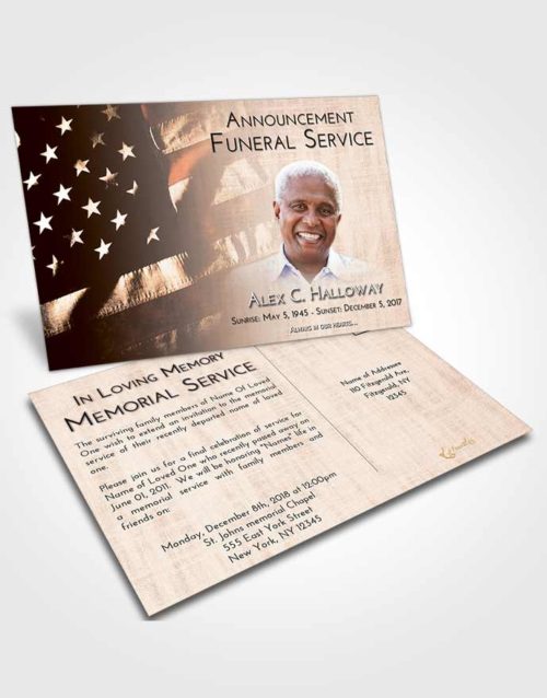 Funeral Announcement Card Template Vintage Love American Veteran