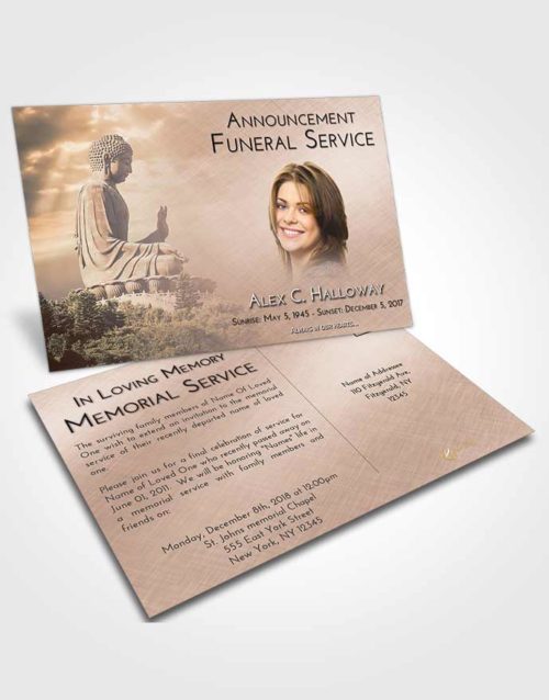 Funeral Announcement Card Template Vintage Love Buddha Surprise