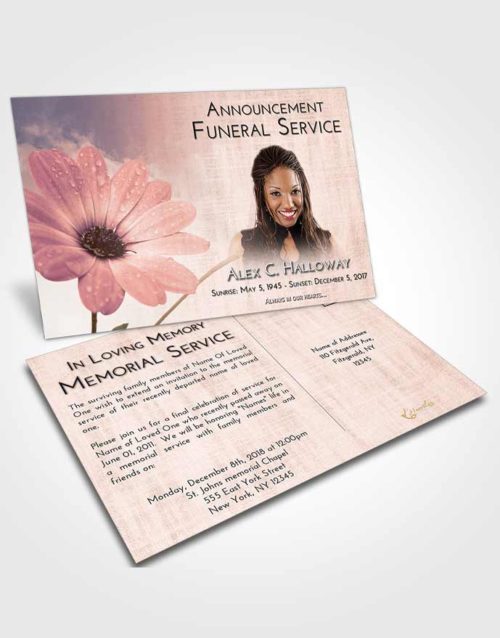 Funeral Announcement Card Template Vintage Love Floral Raindrops