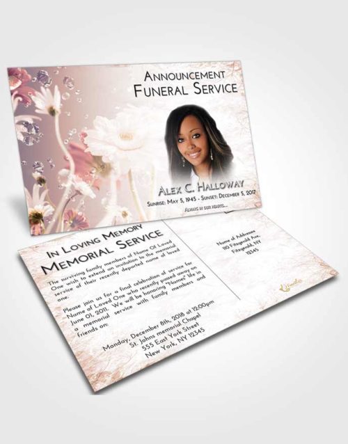 Funeral Announcement Card Template Vintage Love Floral Tranquility