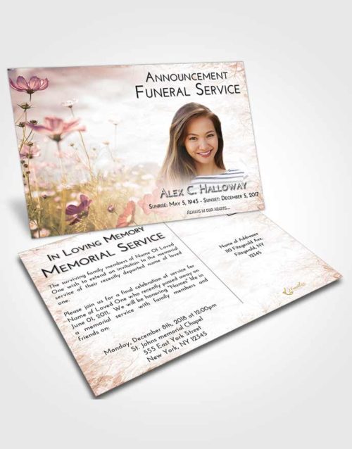 Funeral Announcement Card Template Vintage Love Floral Whispers