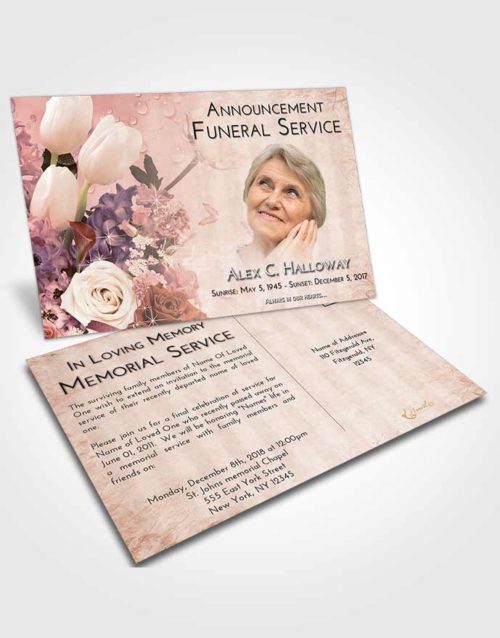 Funeral Announcement Card Template Vintage Love Floral Wonderland