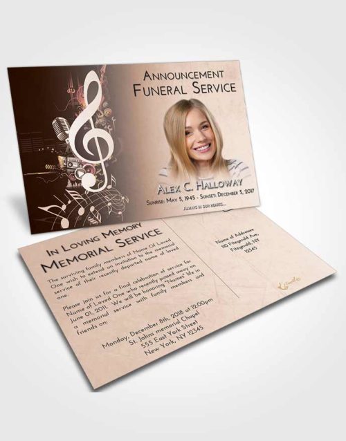 Funeral Announcement Card Template Vintage Love G Clef
