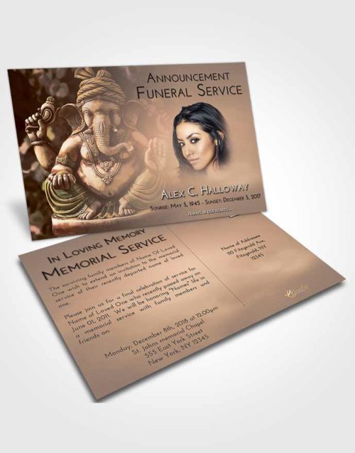 Funeral Announcement Card Template Vintage Love Ganesha Surprise