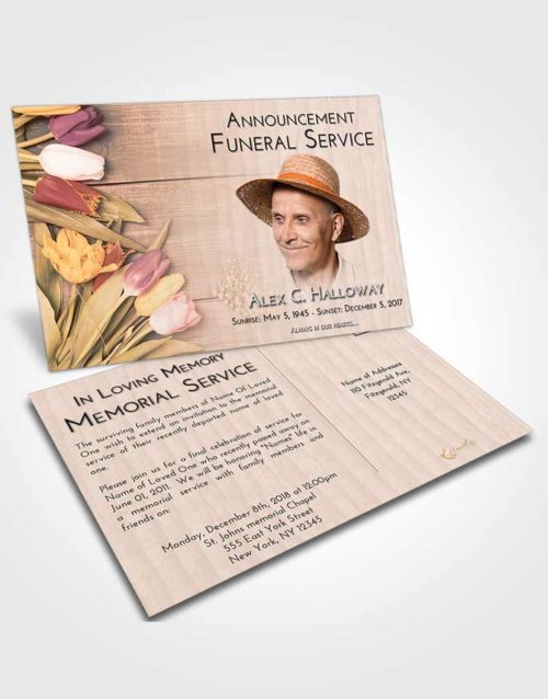 Funeral Announcement Card Template Vintage Love Gardening Morning
