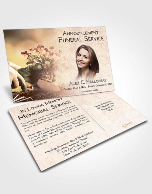 Funeral Announcement Card Template Vintage Love Gardening Passion