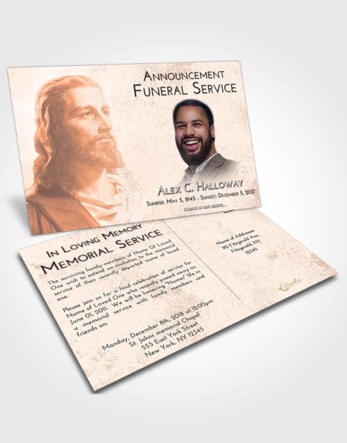 Funeral Announcement Card Template Vintage Love Gaze of Jesus