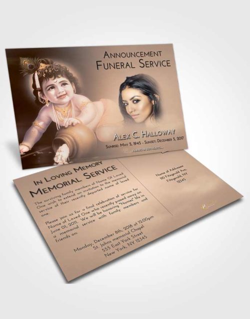 Funeral Announcement Card Template Vintage Love Lord Krishna Divinity