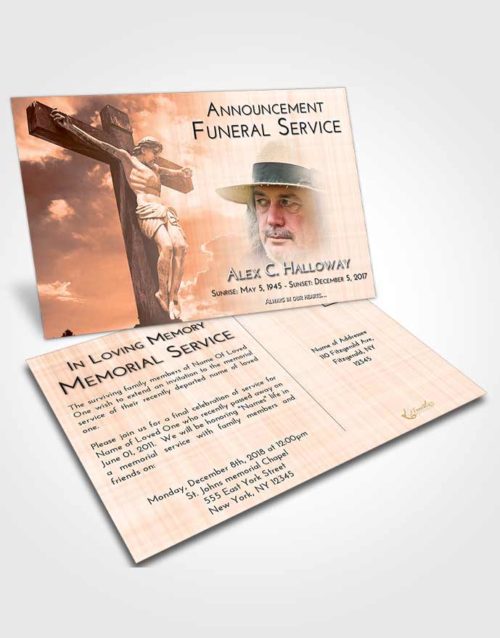 Funeral Announcement Card Template Vintage Love Spiritual Cross