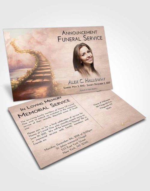 Funeral Announcement Card Template Vintage Love Stairway Above