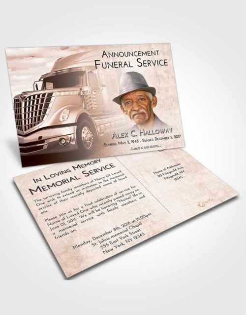 Funeral Announcement Card Template Vintage Love Trucker Hours