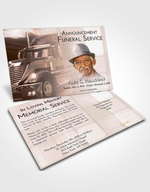 Funeral Announcement Card Template Vintage Love Trucker Life