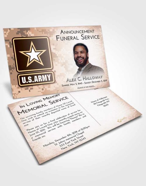 Funeral Announcement Card Template Vintage Love United States Army