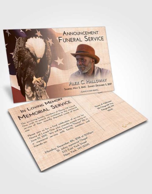 Funeral Announcement Card Template Vintage Love Veterans Journey