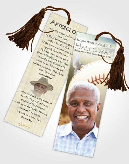 Funeral Bookmark Template At Dusk Baseball Victory