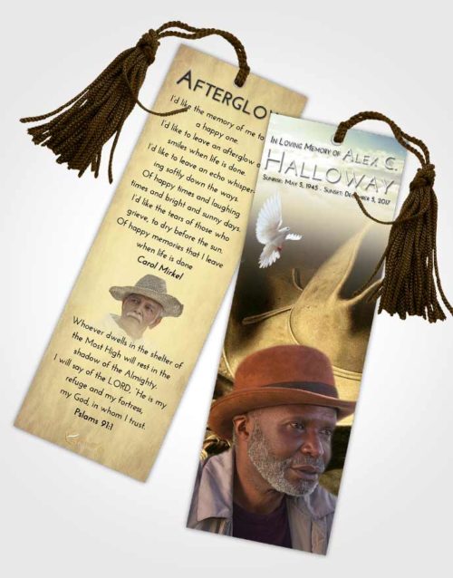 Funeral Bookmark Template At Dusk Cowboy Serenity