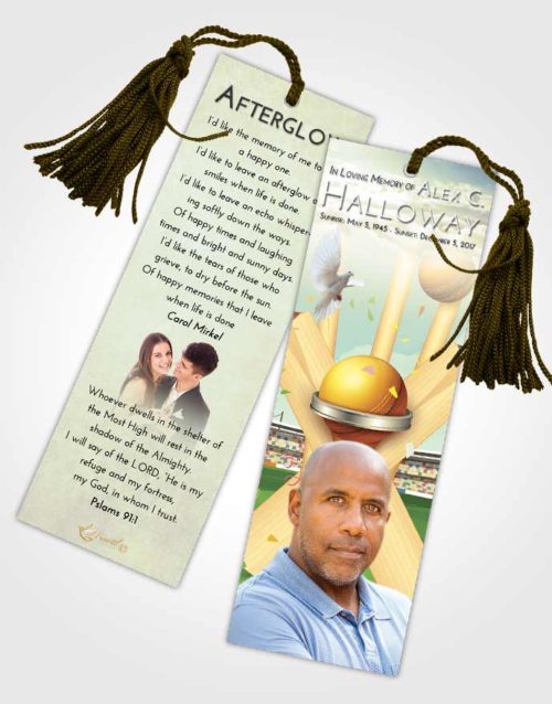 Funeral Bookmark Template At Dusk Cricket Honor