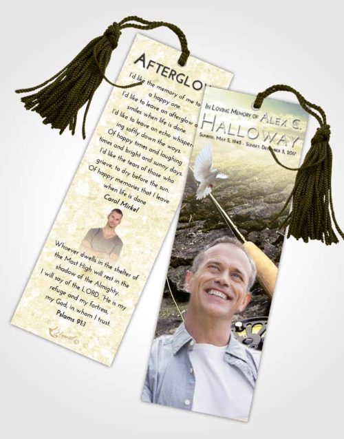 Funeral Bookmark Template At Dusk Fishing on the Rocks