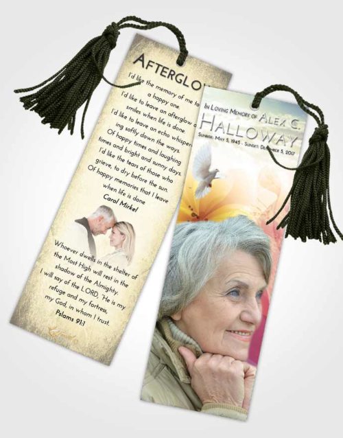 Funeral Bookmark Template At Dusk Floral Butterfly