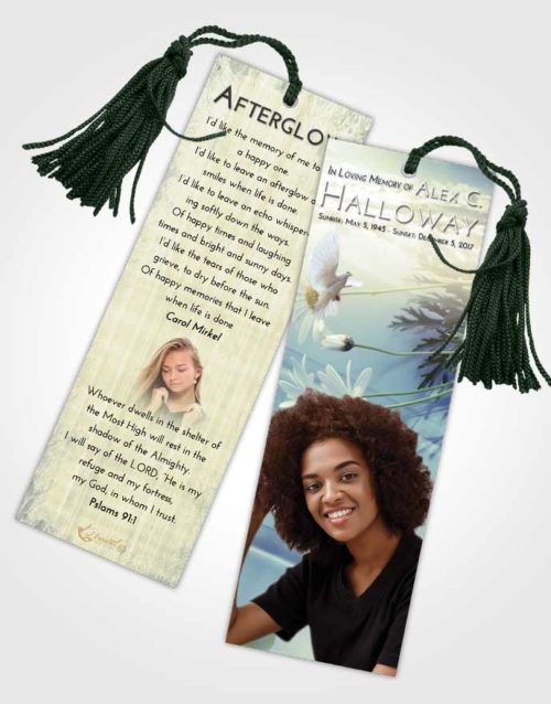 Funeral Bookmark Template At Dusk Floral Style
