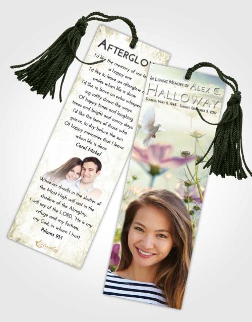 Funeral Bookmark Template At Dusk Floral Whispers