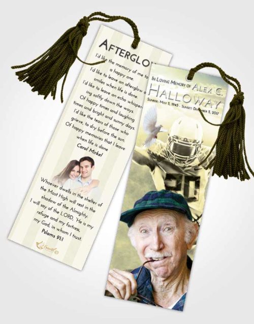 Funeral Bookmark Template At Dusk Football Honor