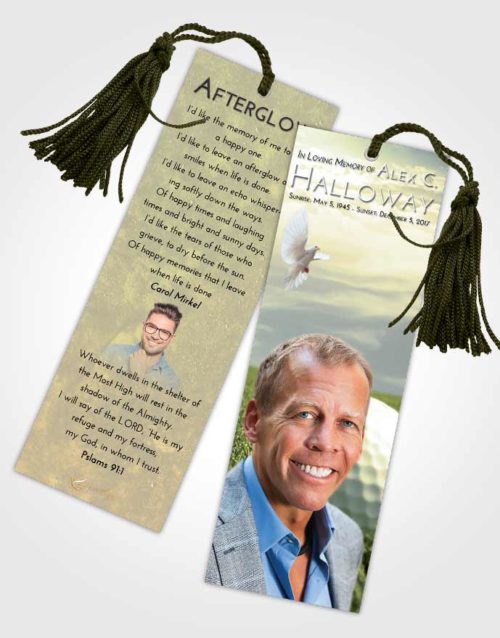 Funeral Bookmark Template At Dusk Golf Serenity