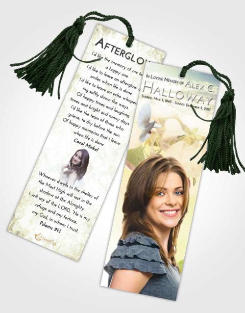 Funeral Bookmark Template At Dusk Heavenly Flowers