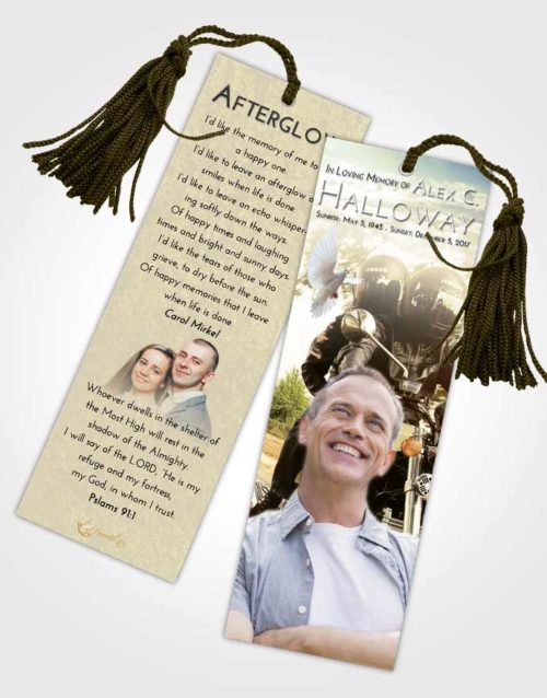 Funeral Bookmark Template At Dusk Motorcycle Days